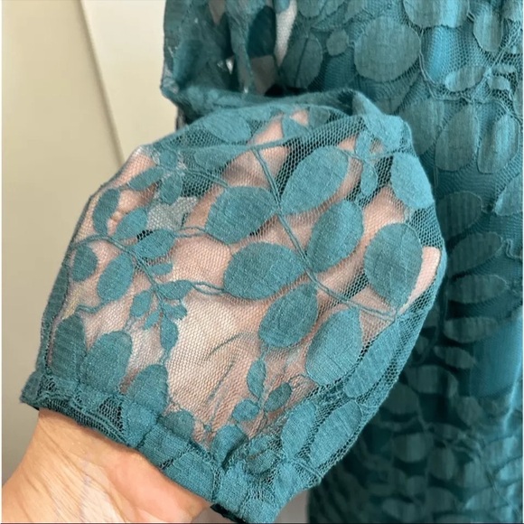 Garnet Hill Turquoise Boheme Easy Lace Dress Size 4 - Picture 3 of 8